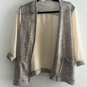 silence + noise Beige and Heather Gray Open-Front Sweater Cardigan